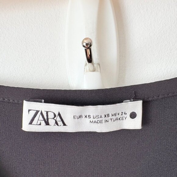 Zara Contrast Skinny Strap Maxi Dress Black Size XS - Picture 7 of 8